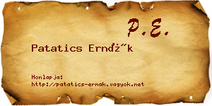 Patatics Ernák névjegykártya